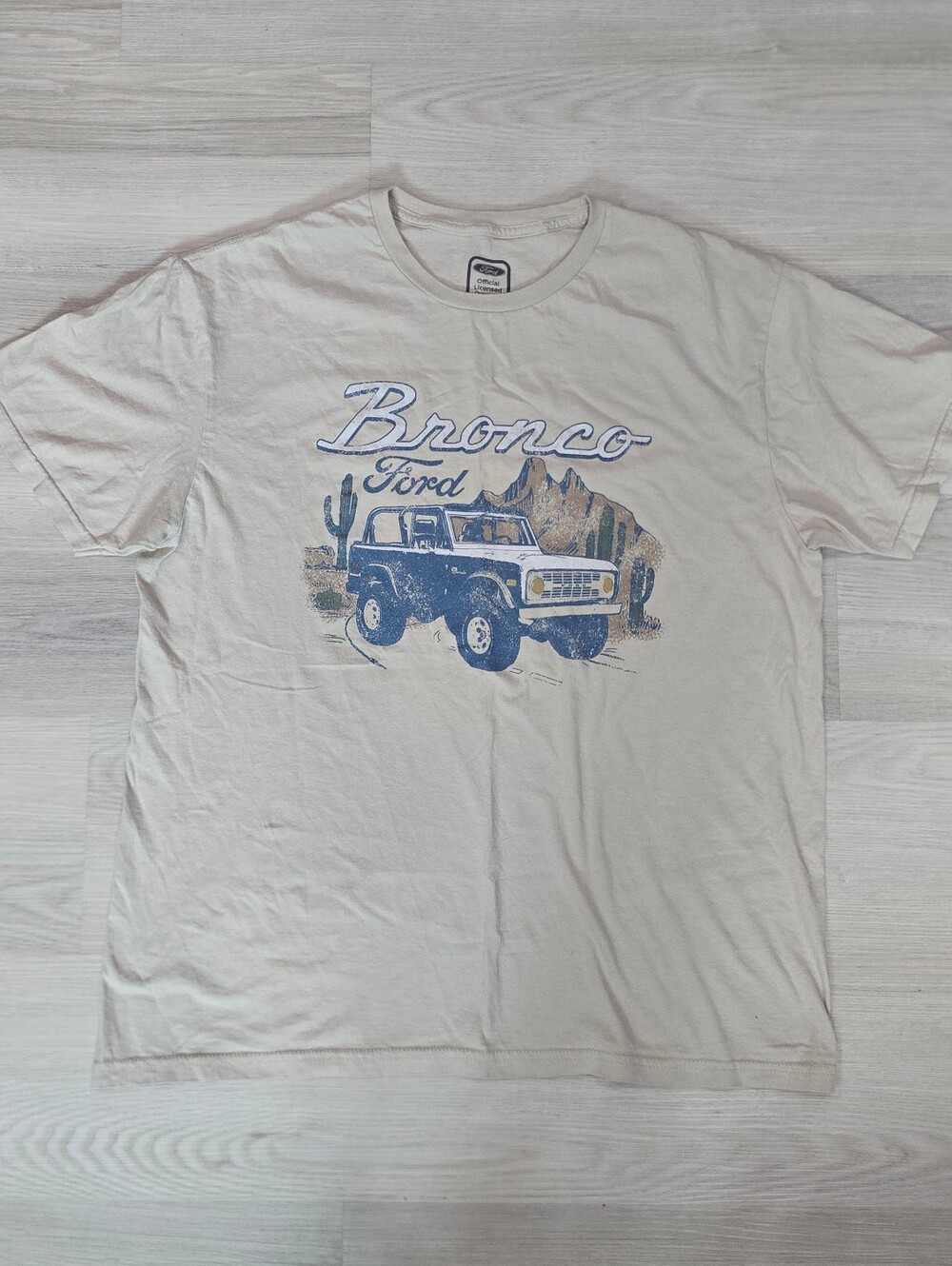 Ford Bronco Graphic Tshirt Cream and Blue Size L